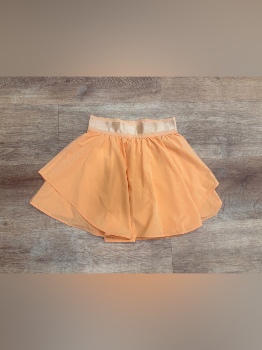 Amazon Peach Layered Chiffon Skater Skirt with Shimmer Waistband